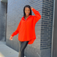 orange oversized button up