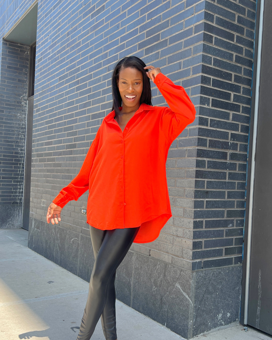 orange oversized button up