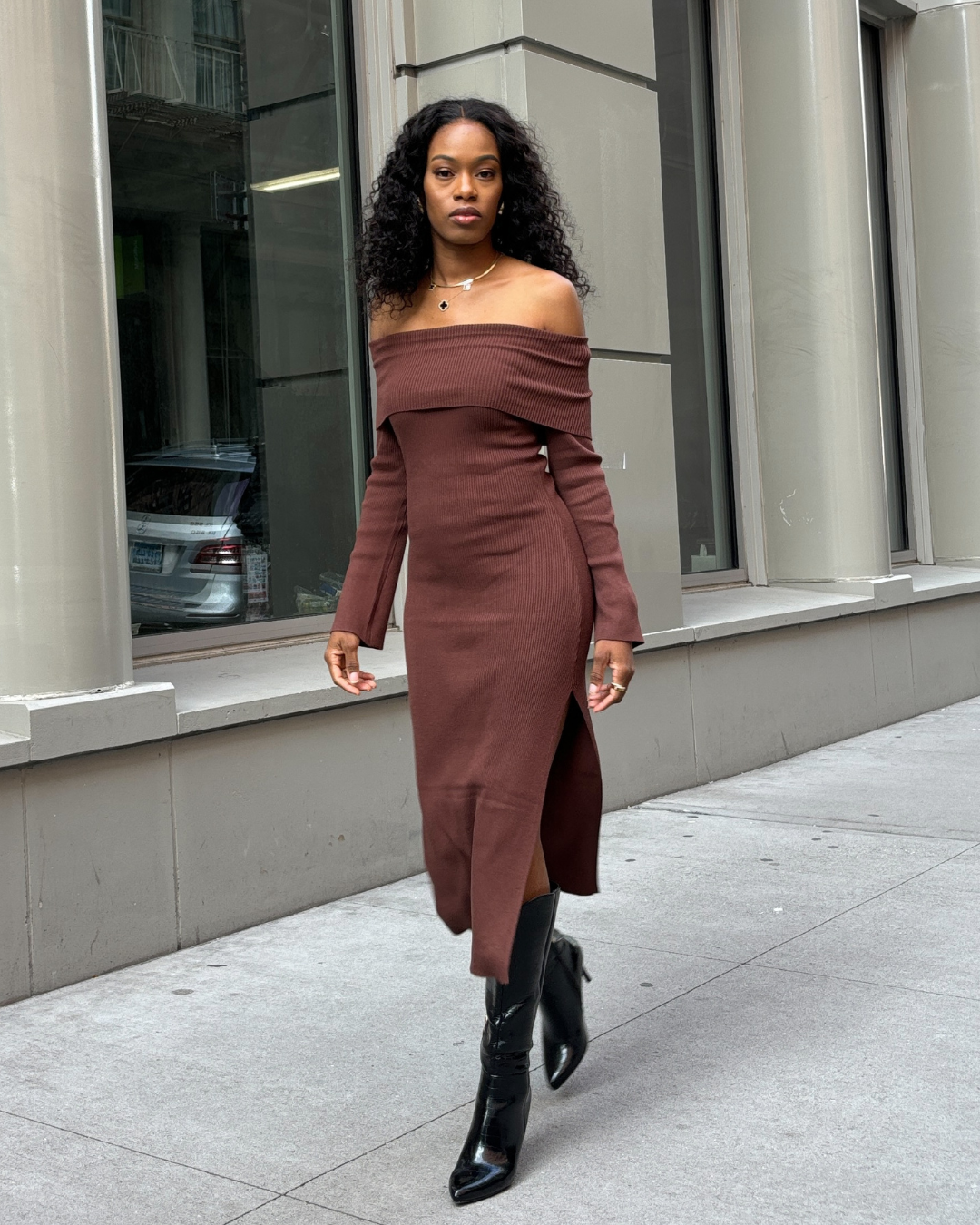 long sleeve midi dress