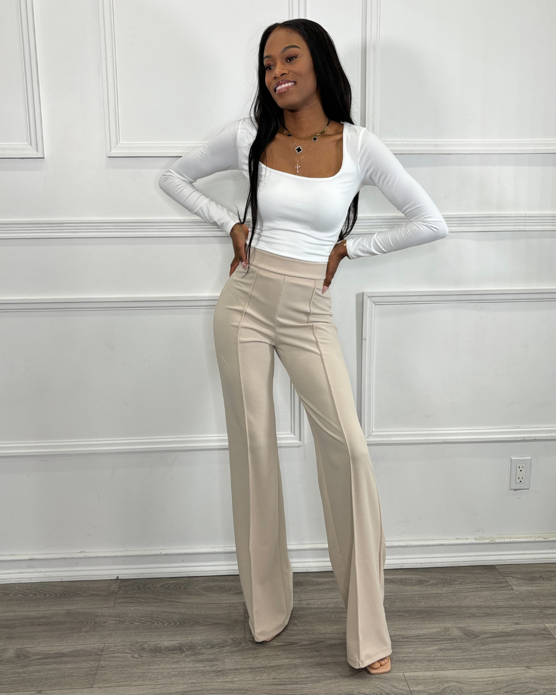 High-waist Dress Pants - Light beige - Ladies | H&M US