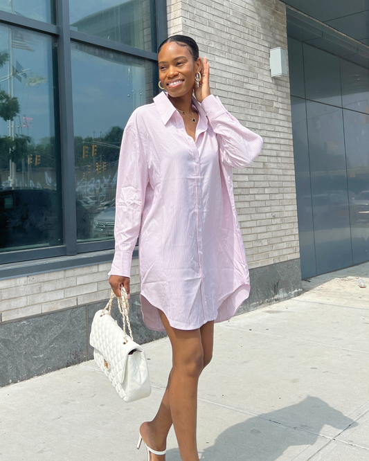 STRIPED POPLIN DRESS