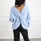 twist open back cozy sweater top
