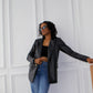 women's black leather blazer